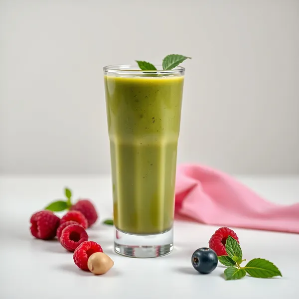 Grüner Detox Himbeer-Macadamia-Milch-Smoothie