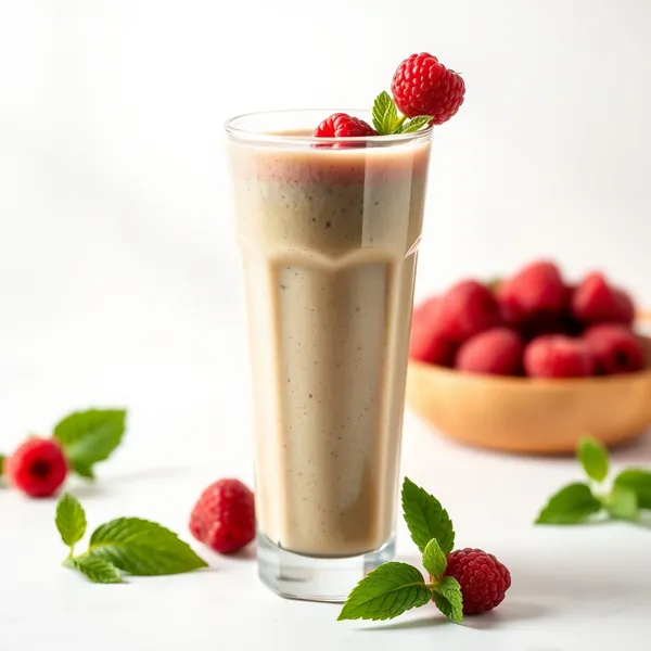 Smoothie Verde Desintoxicante de Framboesa e Leite de Arroz
