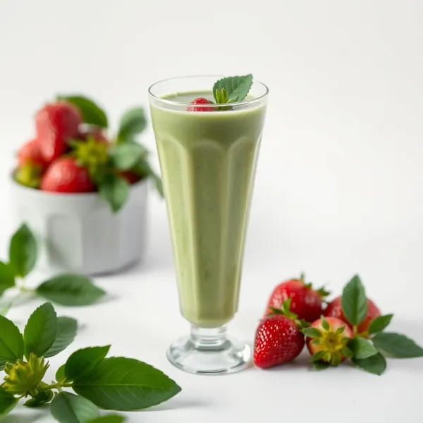 Smoothie Verde Detox de Morango e Leite de Cânhamo
