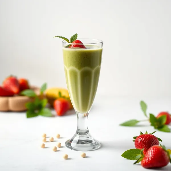 Grüner Detox Erdbeer-Macadamia-Milch-Smoothie