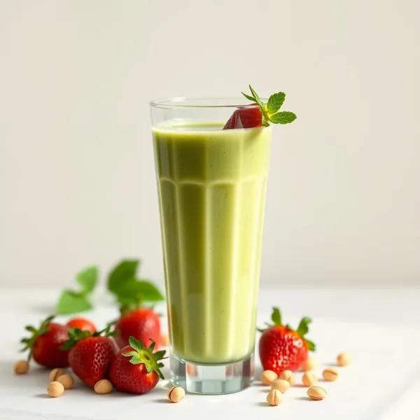 Batido Verde Desintoxicante de Fresa y Pistacho