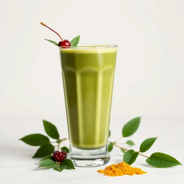 Smoothie Vert Détoxifiant au Curcuma et Matcha