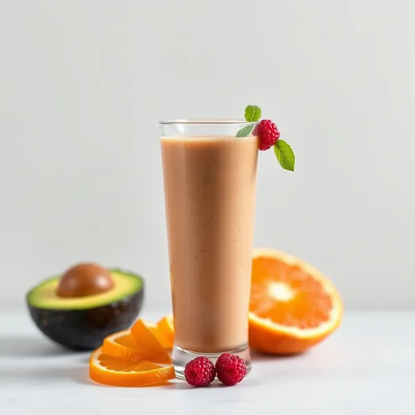 Smoothie Saudável Intestinal de Abacate e Suco de Laranja