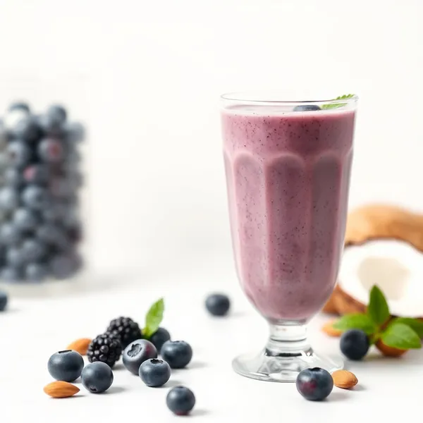 Smoothie de Saúde Intestinal de Mirtilo, Amêndoa e Leite de Coco