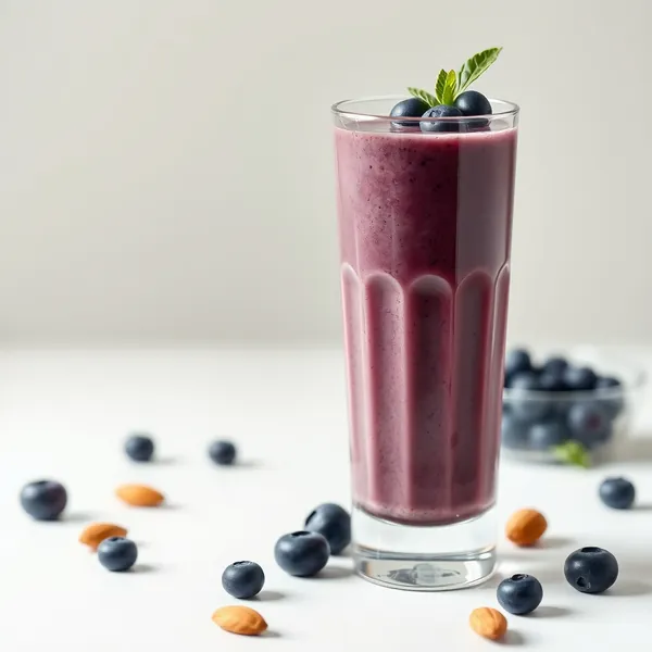 Smoothie de Saúde Intestinal de Mirtilo e Leite de Amêndoa