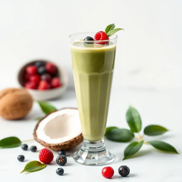 Smoothie de Chá Matcha e Coco para Saúde Intestinal