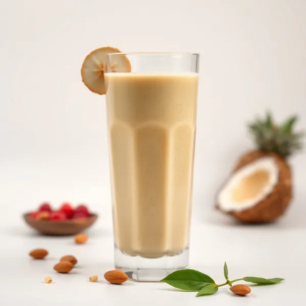 Smoothie mit Ingwer, Mandeln und Kokosmilch für die Darmgesundheit