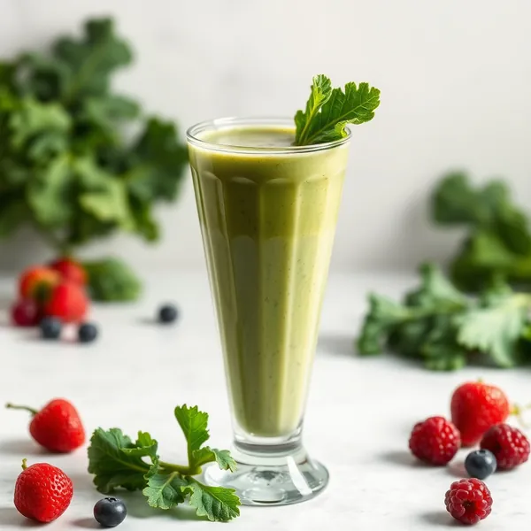 Smoothie de Couve e Iogurte Grego para Saúde Intestinal