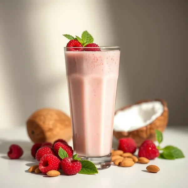 Smoothie de Framboesa, Amêndoa e Leite de Coco para Saúde Intestinal