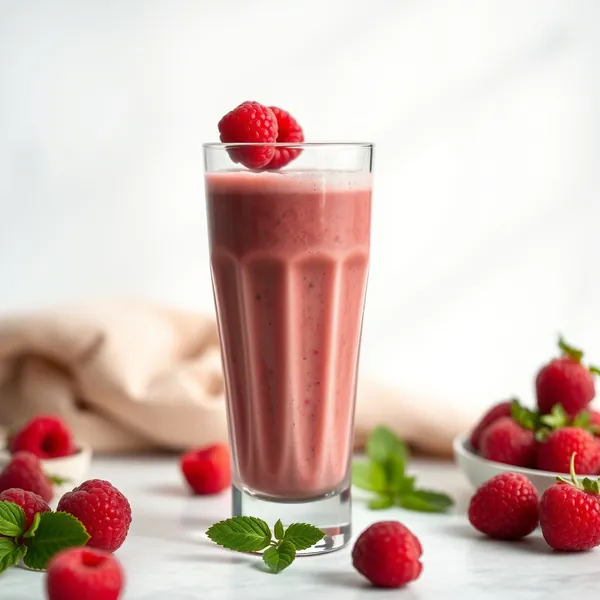 Gut Health Raspberry Protein Shake Smoothie