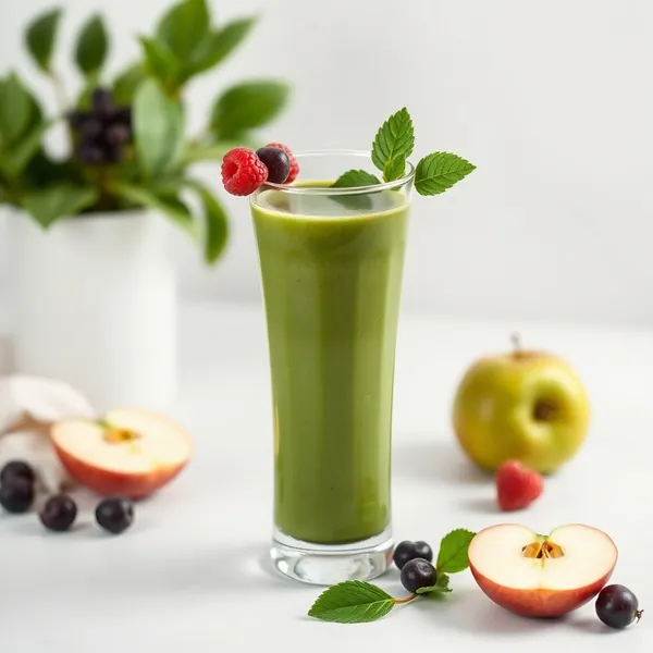 Smoothie de Jugo de Maçã e Spirulina para Saúde Intestinal