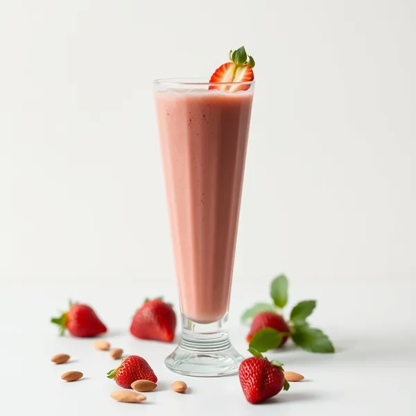 Smoothie de Morango e Leite de Amêndoa para Saúde Intestinal