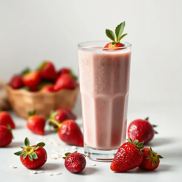 Smoothie für die Darmgesundheit mit Erdbeere und Hafermilch