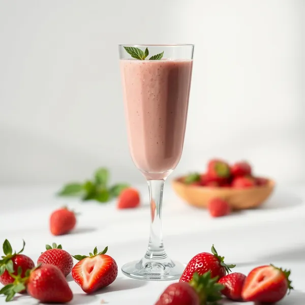 Smoothie de Morango e Leite de Arroz para Saúde Intestinal
