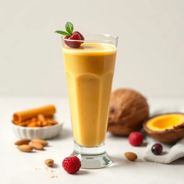 Smoothie de Saúde Intestinal com Cúrcuma, Amêndoa e Leite de Coco
