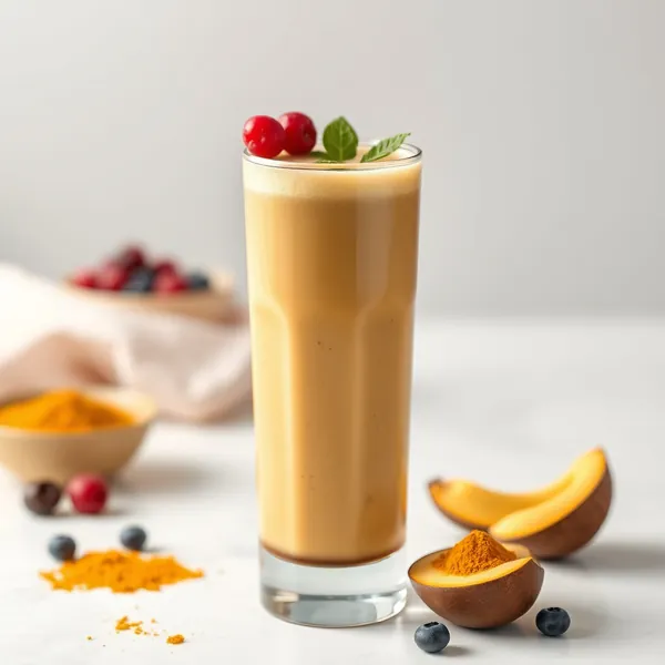 Smoothie de Café Frio com Cúrcuma para Saúde Intestinal