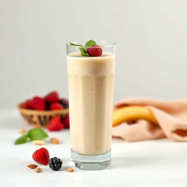 Gesunder Mandelbutter-Hafermilch-Smoothie
