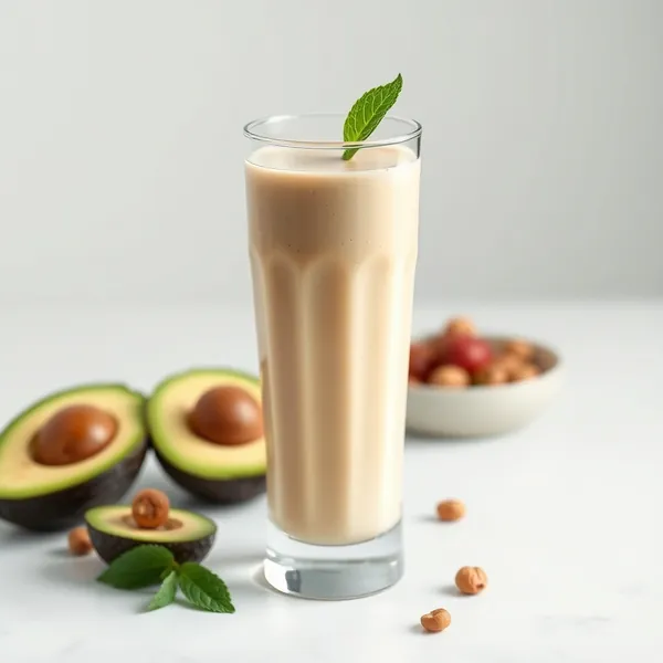 Gesunder Avocado Haselnuss Milch Smoothie