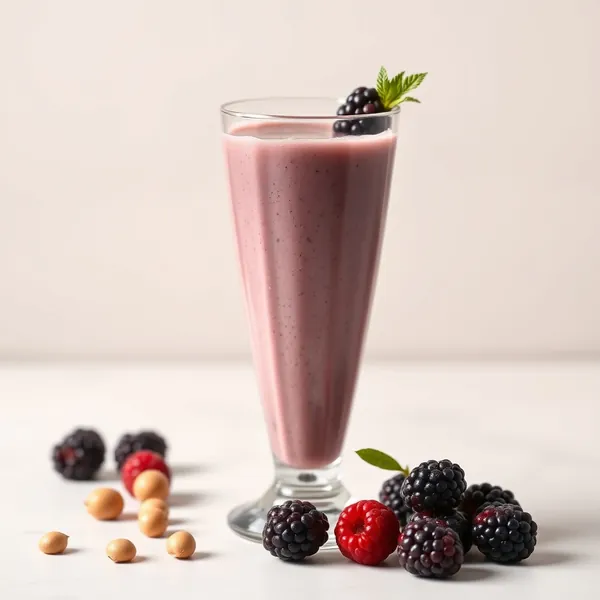 Gesunder Brombeer-Macadamia-Milch-Smoothie