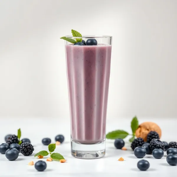 Smoothie Saudável de Mirtilo e Leite de Avelã