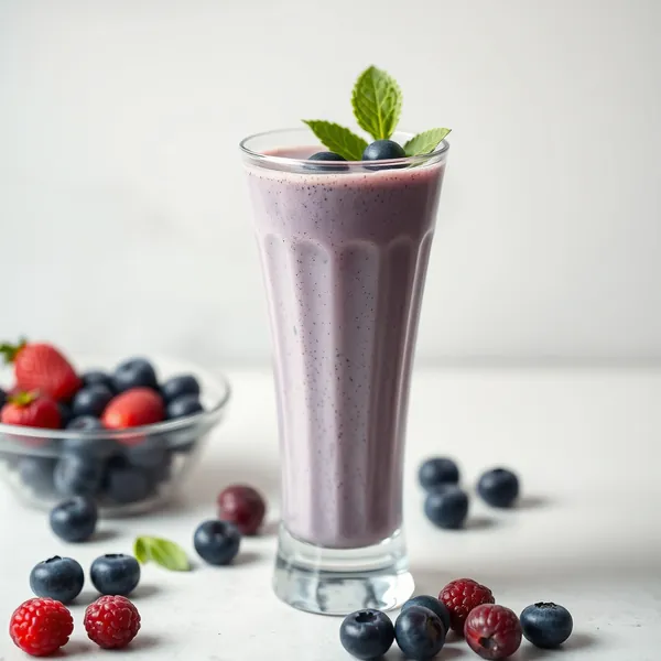 Smoothie Saudável de Mirtilo e Leite de Cânhamo