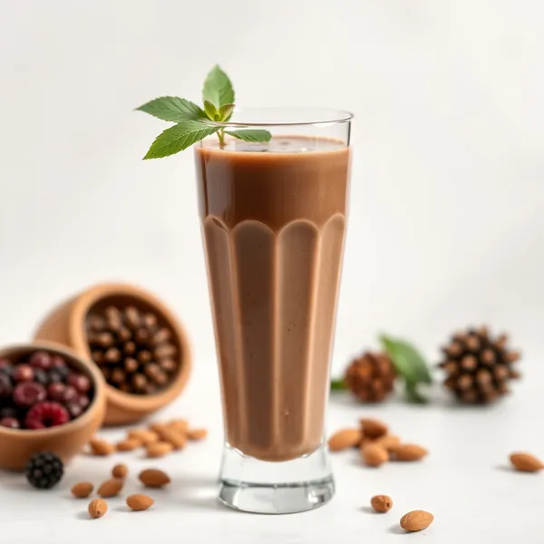 Smoothie Saudável de Cacau em Pó e Leite de Amêndoas