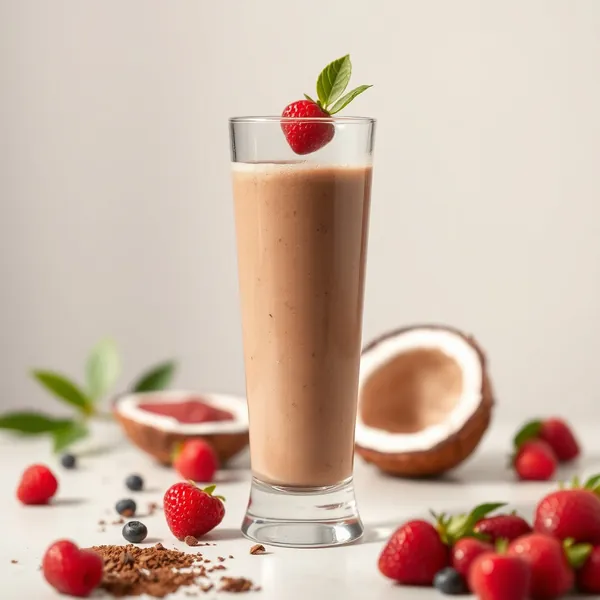 Smoothie Saudável de Cacau em Pó e Água de Coco