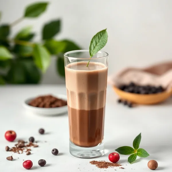 Gesunder Kakaopulver-Haselnussmilch-Smoothie