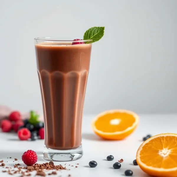 Gesunder Kakaopulver-Orange-Saft-Smoothie