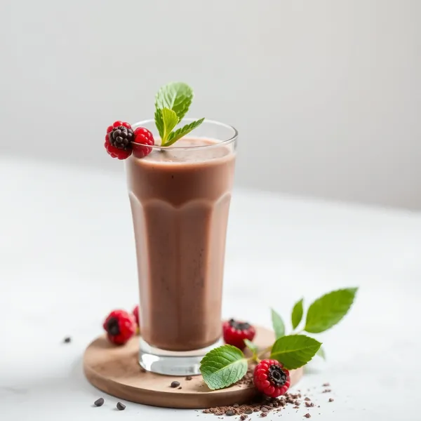 Smoothie Saudável de Cacau em Pó e Leite de Arroz