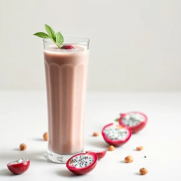 Smoothie Sain de Fruit Dragon et Lait de Noisette
