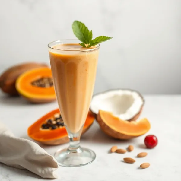Gesunder Papaya Mandel Kokosmilch Smoothie