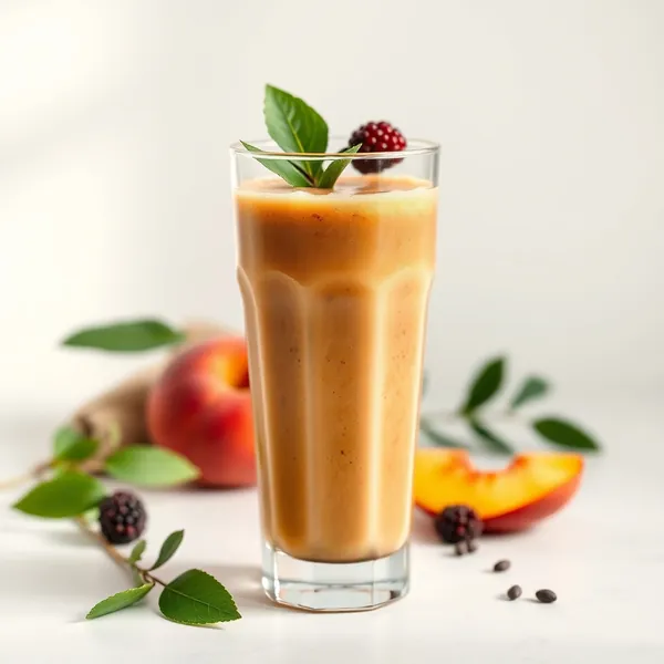 Gesunder Pfirsich Eiskaffee Smoothie