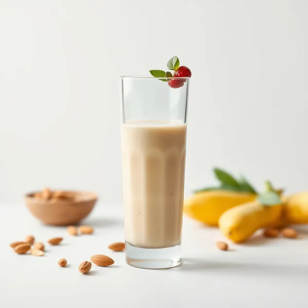 Smoothie Saudável de Manteiga de Amendoim, Amêndoa e Leite de Coco