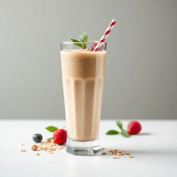 Gesunder Erdnussbutter-Hafermilch-Smoothie