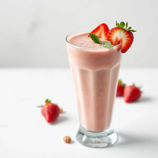 Smoothie Saudável de Morango, Amêndoa e Leite de Coco