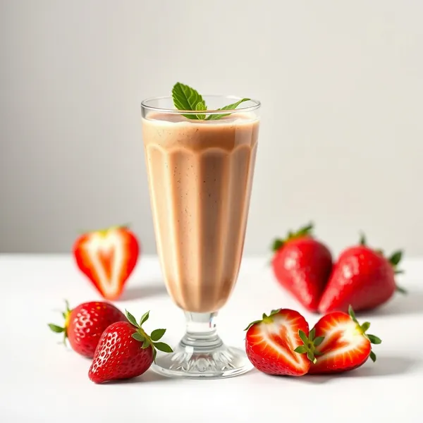 Smoothie Sain au Café Froid et Fraises
