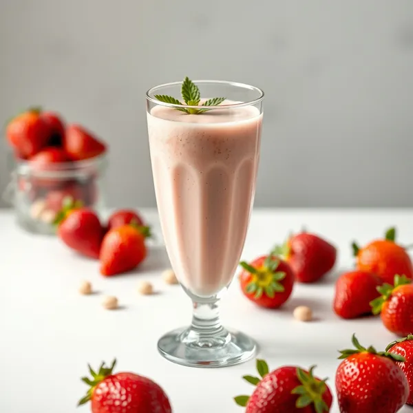 Smoothie Saudável de Morango e Leite de Macadamia