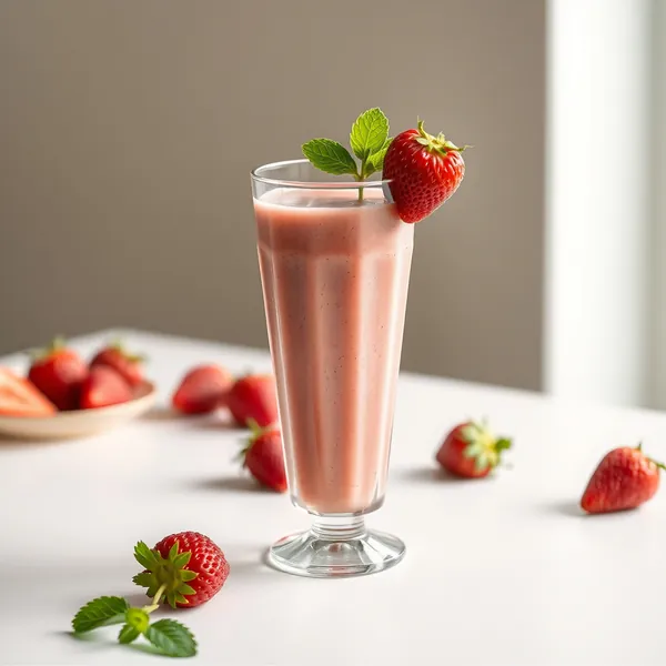 Smoothie Sain aux Fraises et au Lait de Riz