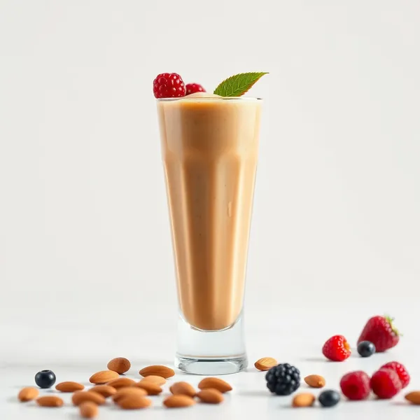Smoothie mit Eiskaffee und hochwertiger Mandelbutter