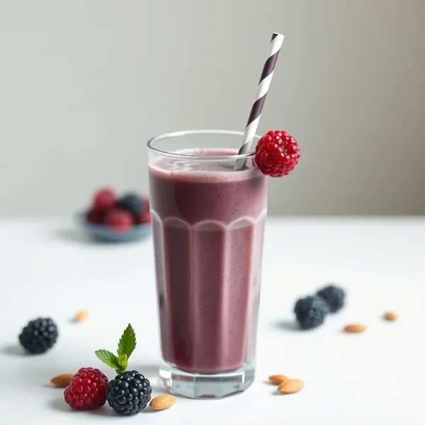 Frullato Alto in Proteine di More, Mandorle e Latte di Cocco