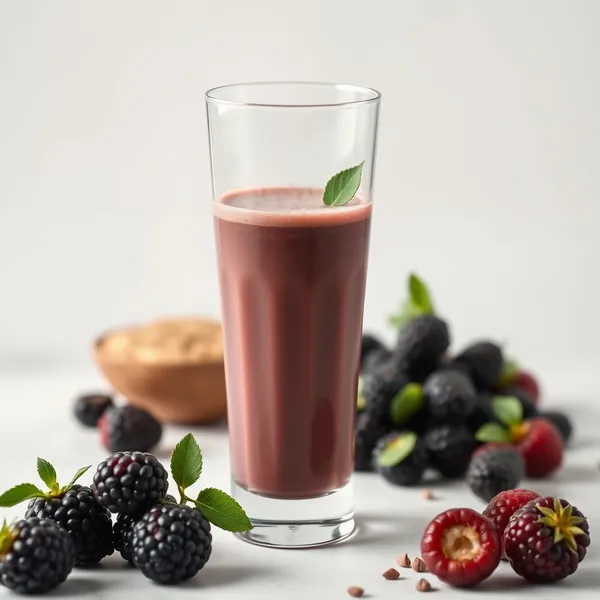 High Protein Blackberry Hazelnut Milk Smoothie