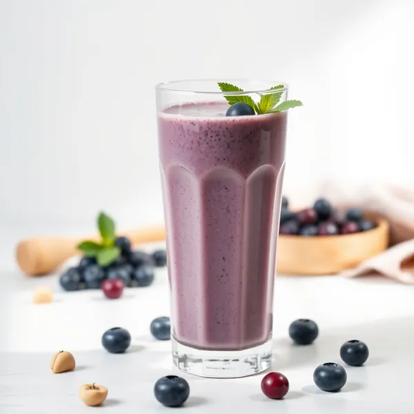 Smoothie au Lait de Macadamia et Myrtilles Haut en Protéines