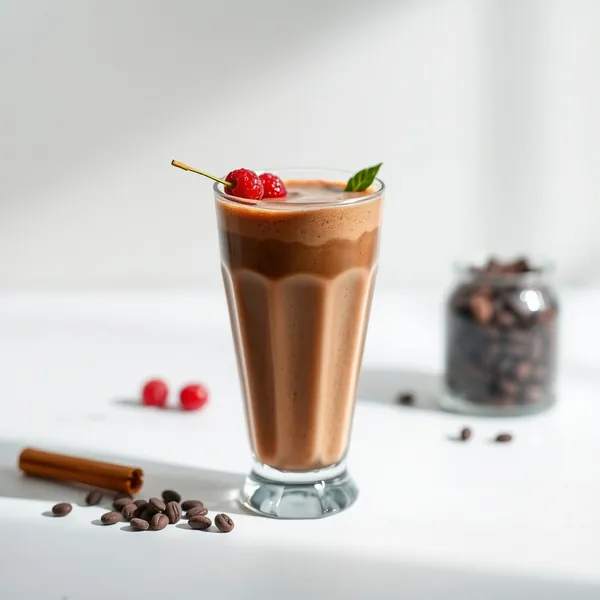 Smoothie aus hochwertigem Kakaopulver und eiskaltem Kaffee
