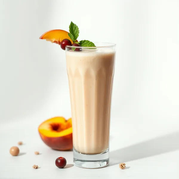 High Protein Peach Hazelnut Milk Smoothie