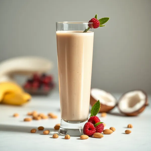Smoothie Haut en Protéines avec Beurre de Cacahuète, Amande et Lait de Coco