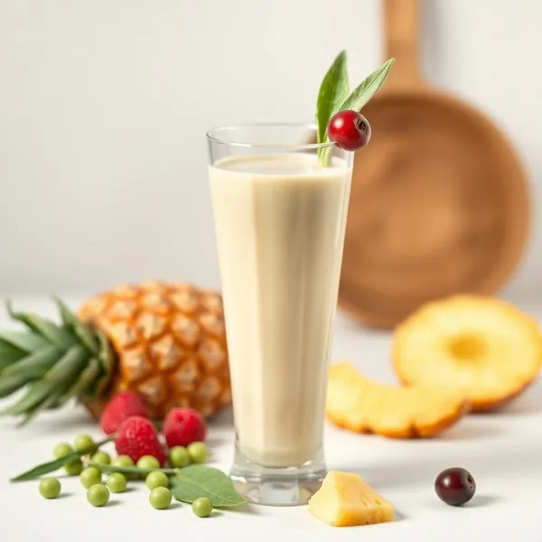Ananas und Erbsenmilch Hoch-Protein Smoothie