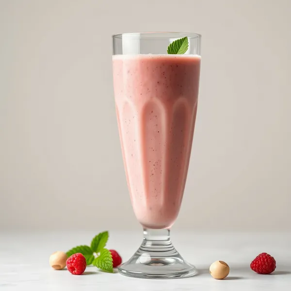 Hochprotein Himbeer Macadamia Milch Smoothie