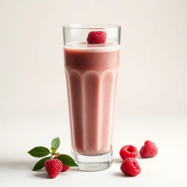 Smoothie aus Dinkelmilch und Himbeeren mit hohem Proteingehalt