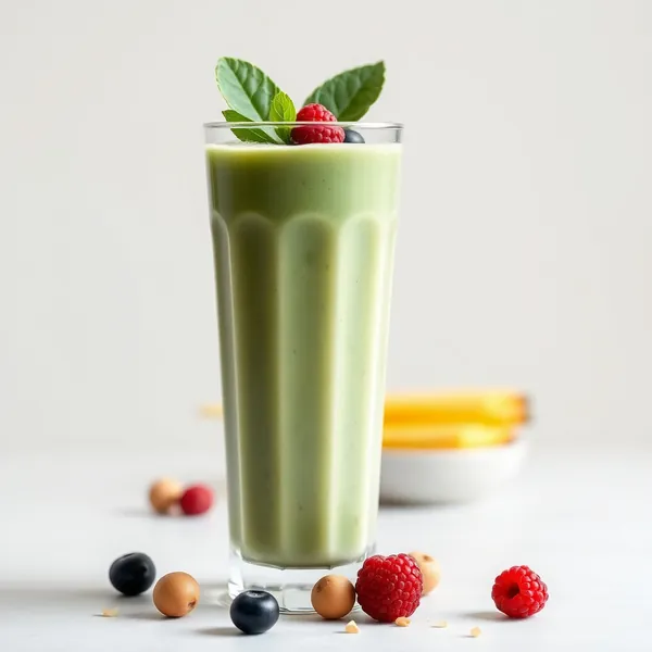 Hochprotein Spinat Macadamia Milch Smoothie
